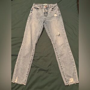 LOFT Light Blue Ripped Skinny Jeans